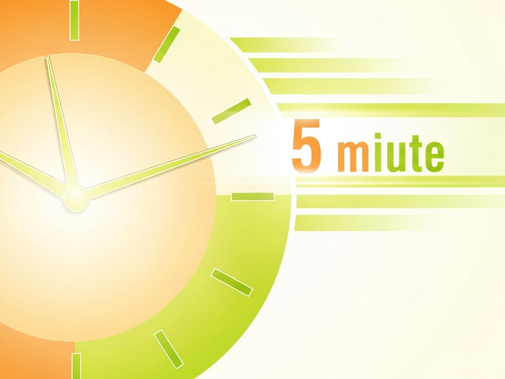 時計と5miuteを強調したデザインのイラスト画像